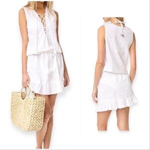 Melissa Odabash Layla Dress, White Cotton, Lace Up, Size S